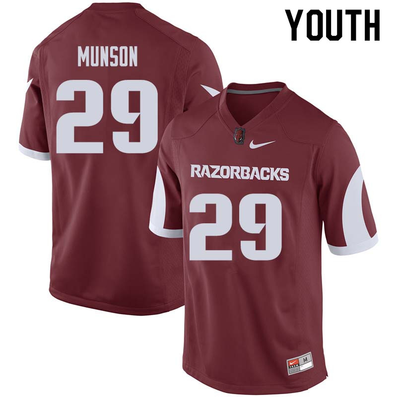 Youth #29 Derrick Munson Arkansas Razorback College Football Jerseys Sale-Cardinal - Click Image to Close